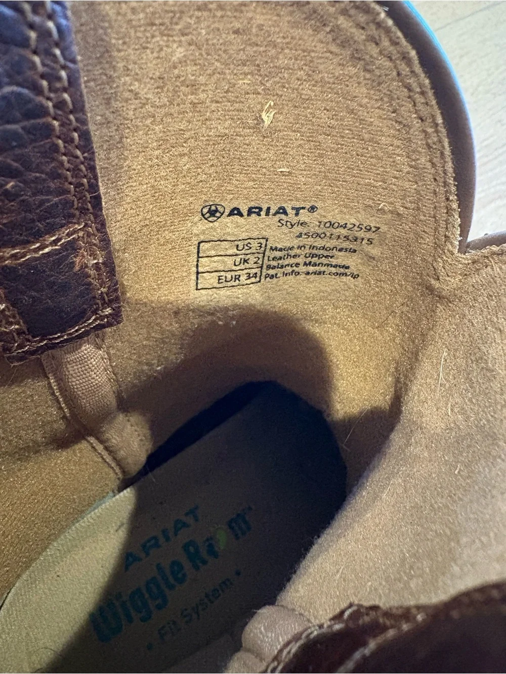 Ariat Brown Leather & Blue Embroidered Kids' Cowboy Boots